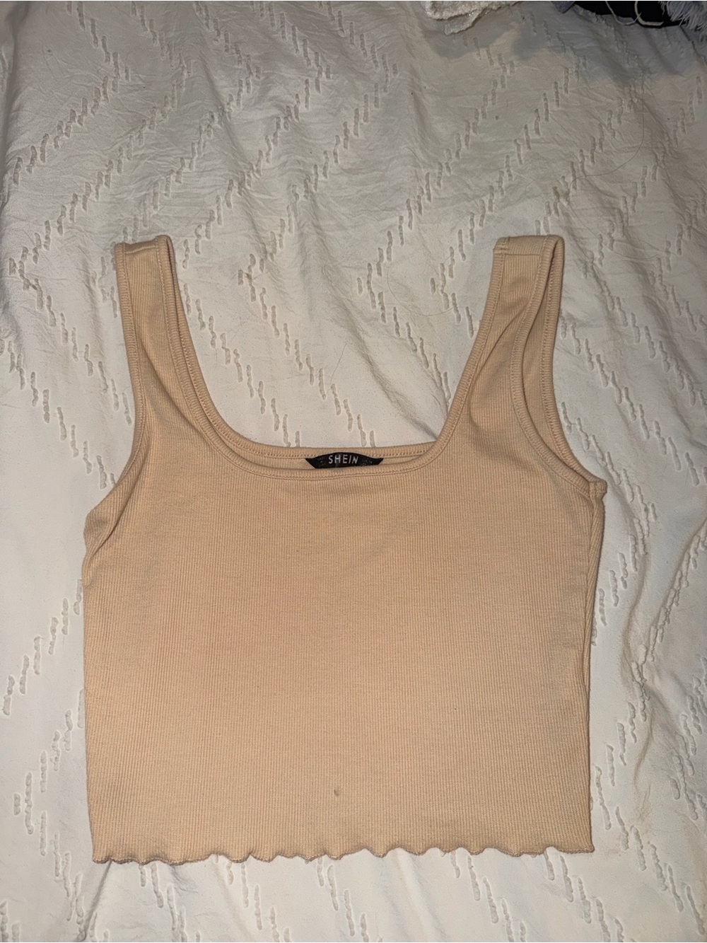 SHEIN Neutral Ribbed Square Neck Crop Tank Top - Beige